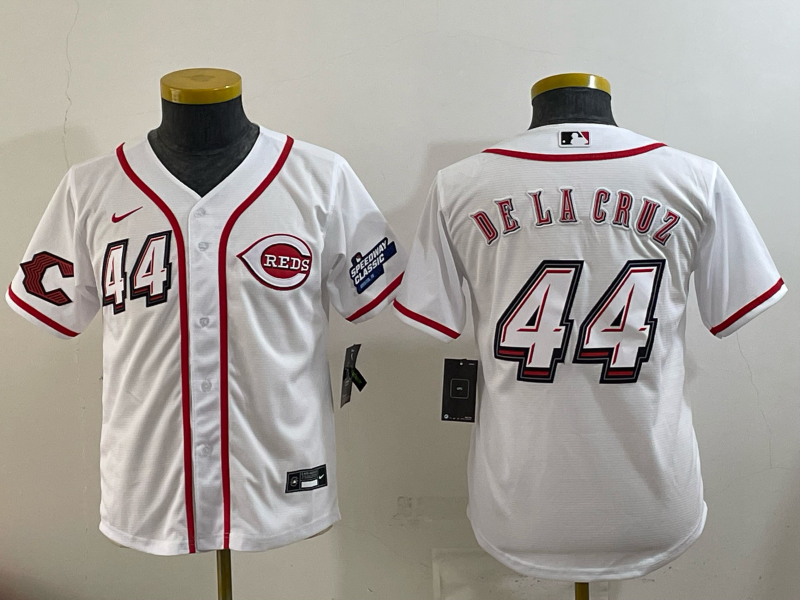 youth Cincinnati Reds #44 Delacruz White Nike MLB 2025 Jersey 006->youth mlb jersey->Youth Jersey